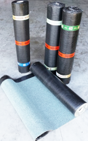 Bitumen membrane with polyester PE Baugum, grey, 4,5kg/m², (-5°C), 10m²/roll.