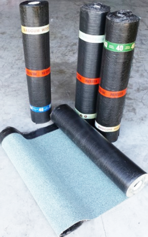 Bitumen membrane with polyester PE Baugum, grey, 4,0kg/m², (-5°C), 10m²/roll.
