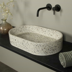 Νιπτήρας επικαθήμενος TERRAZO LONG GREY BIG 50x35x11.5-12.5 εκ