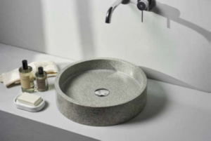 Νιπτήρας επικαθήμενος TERRAZO ROUND GREY 40x40x10 εκ